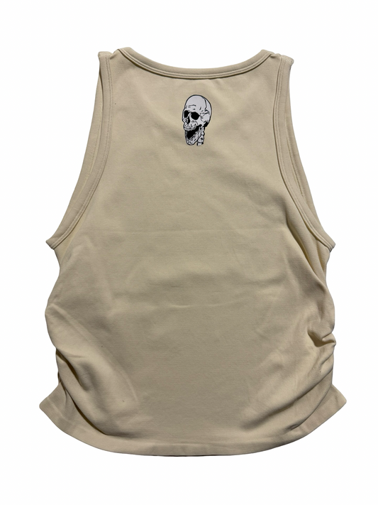 Beige scrunch tank top