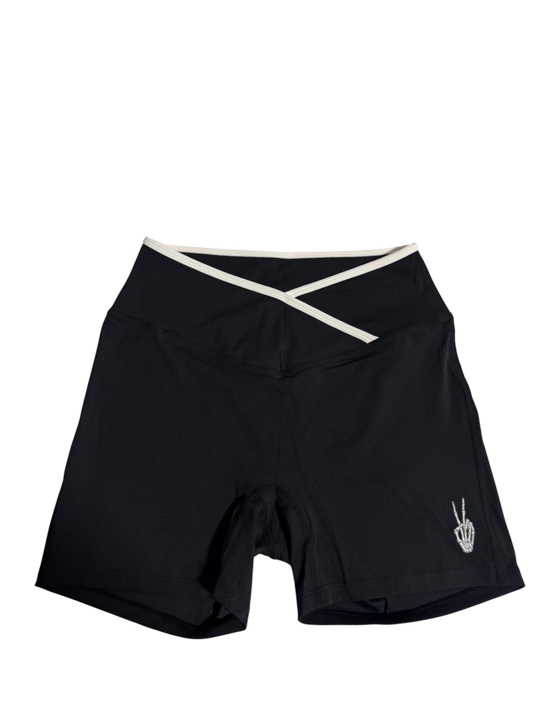 Black cross waist shorts
