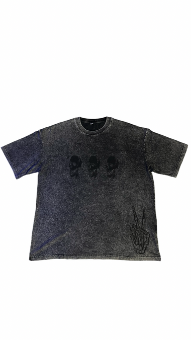 (Szn3) wash black graffiti shirt - NVM/Nevamind