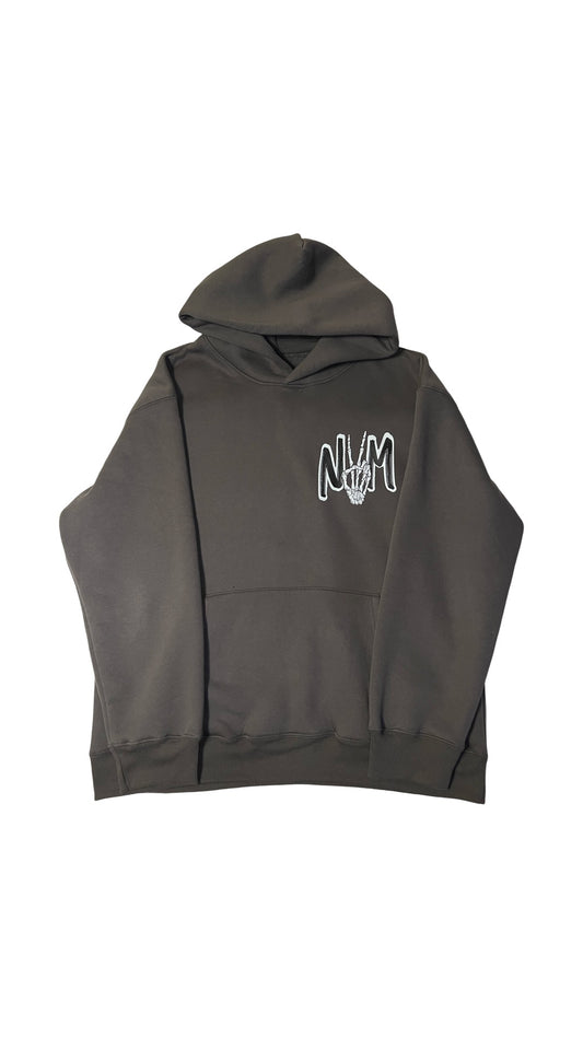 (Szn2 x phase2) rich smoke grey oversize winter skull hoodie