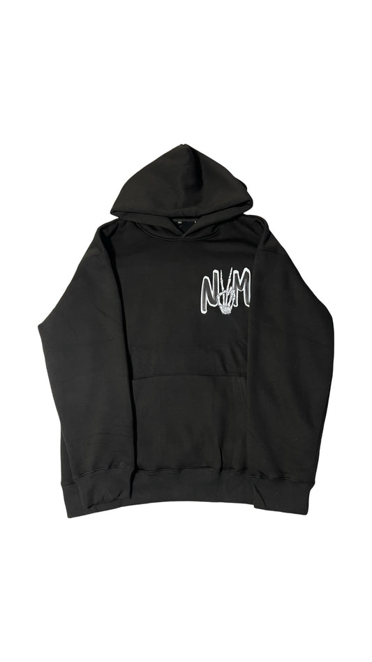 (Szn2 x phase2) black oversize winter skull hoodie