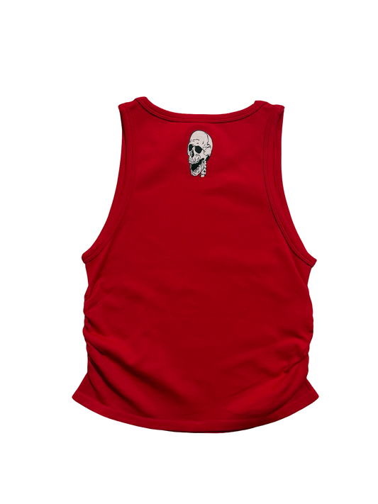 Red scrunch tank top