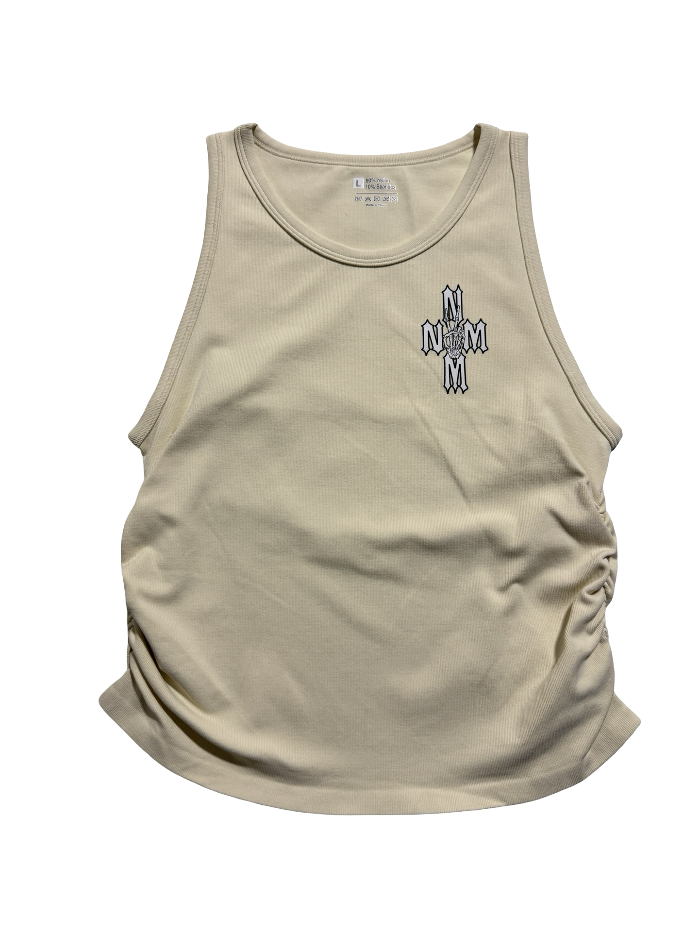 Beige scrunch tank top