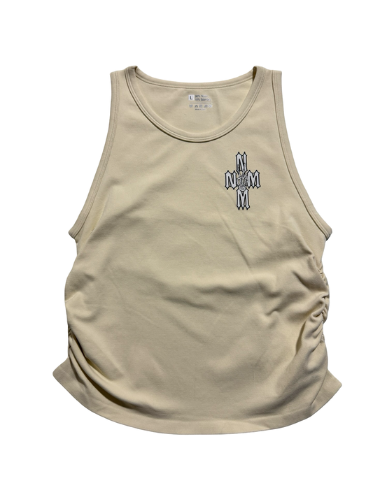 Beige scrunch tank top