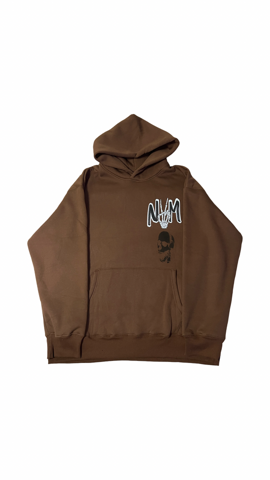 (Szn2 x phase2) Rich brown oversize winter skull hoodie