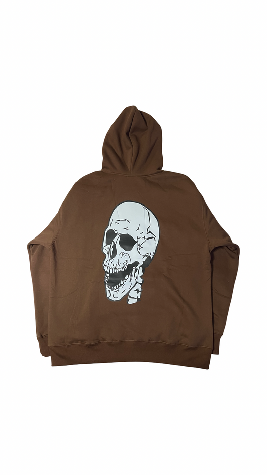 (Szn2 x phase2) Rich brown oversize winter skull hoodie