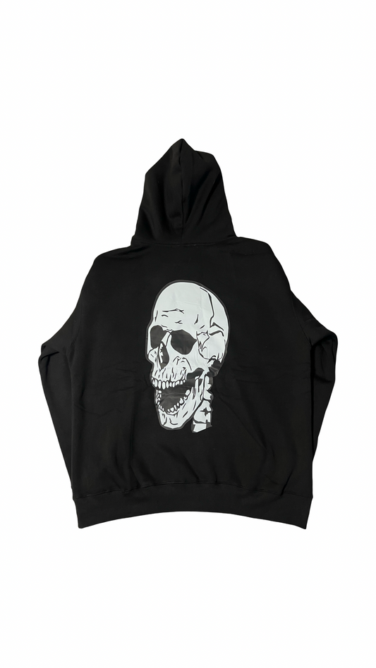 (Szn2 x phase2) black oversize winter skull hoodie