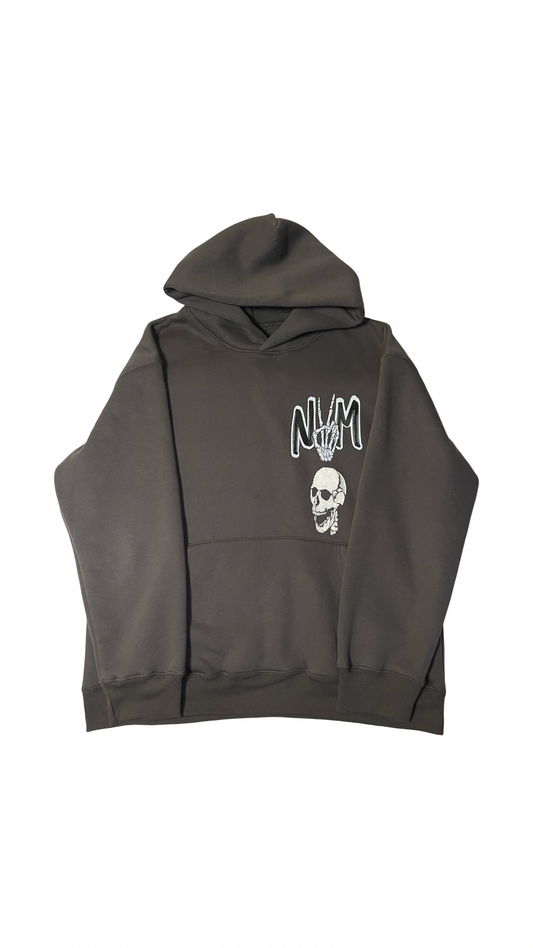 (Szn2 x phase2) rich smoke grey oversize winter skull hoodie