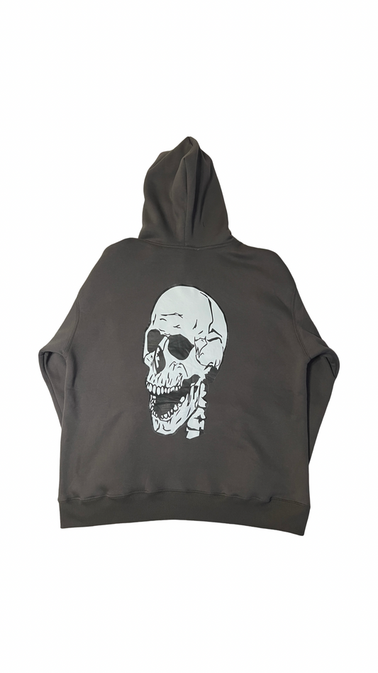 (Szn2 x phase2) rich smoke grey oversize winter skull hoodie