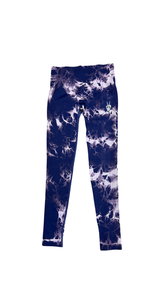 (Szn2) Navy blue and white tie dye leggings.