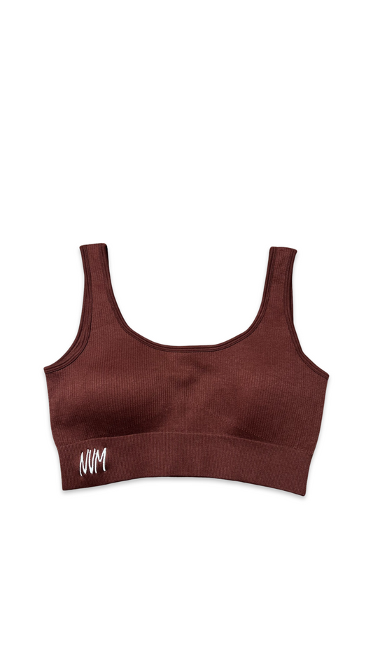 (Szn1) coco Brown ribbed push-up bra.