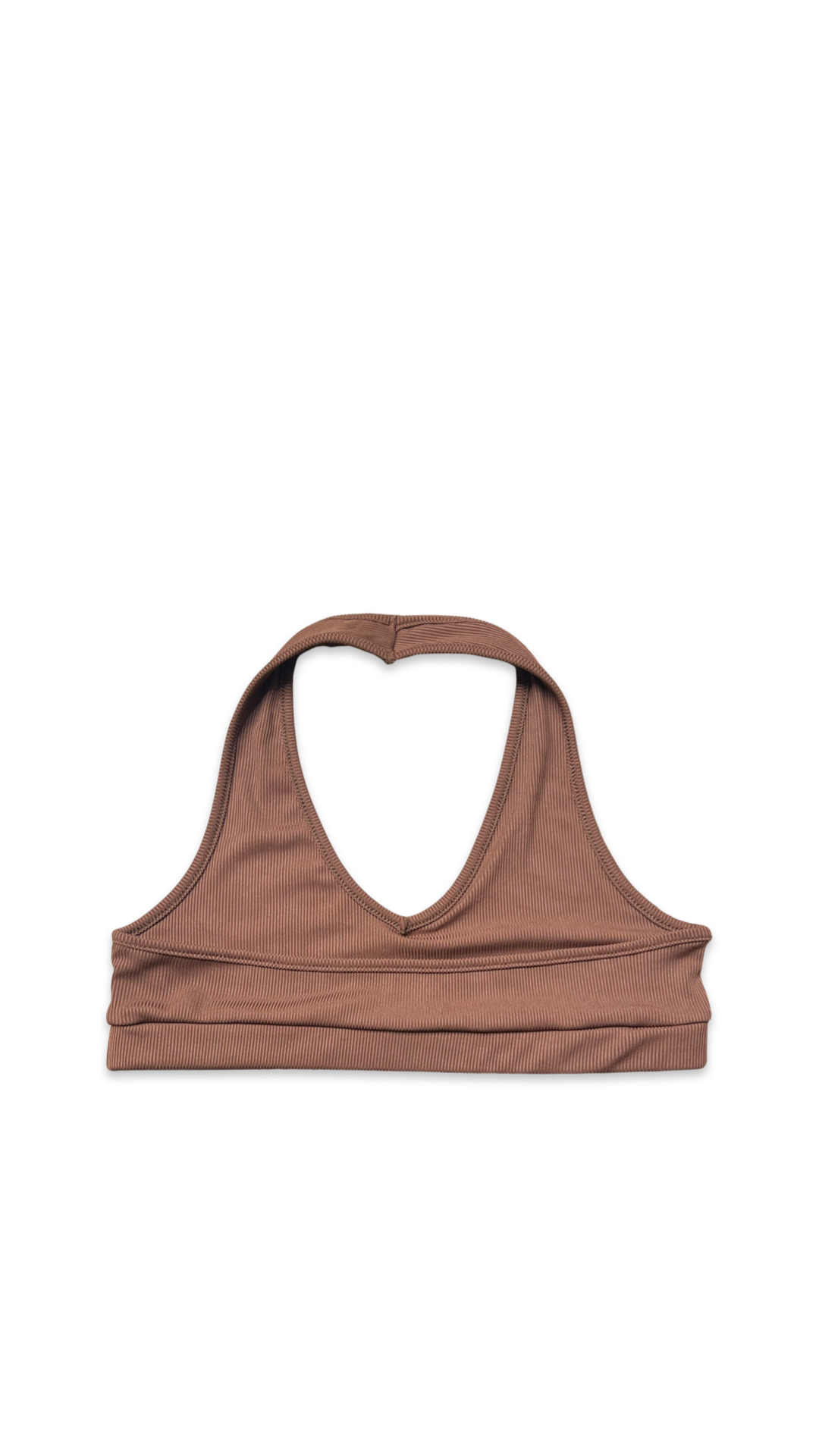 (Szn1) brown halter sport bra (small women & youth).