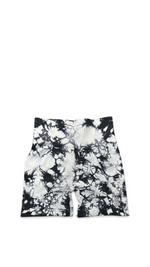 (Szn2) White and black tie dye shorts.