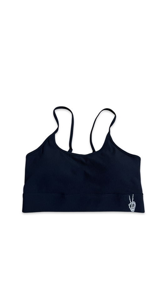 (Szn2) black Adjustable sports bra.