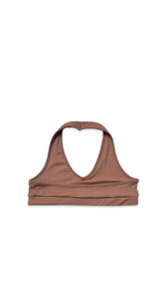 (Szn1) brown halter sport bra (small women & youth).