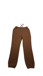 (Szn1) rich brown label joggers (small women & youth).