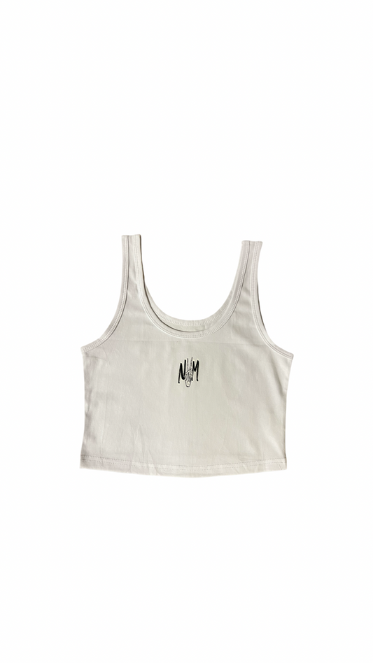 (Szn3) white crop tank top - NVM/Nevamind