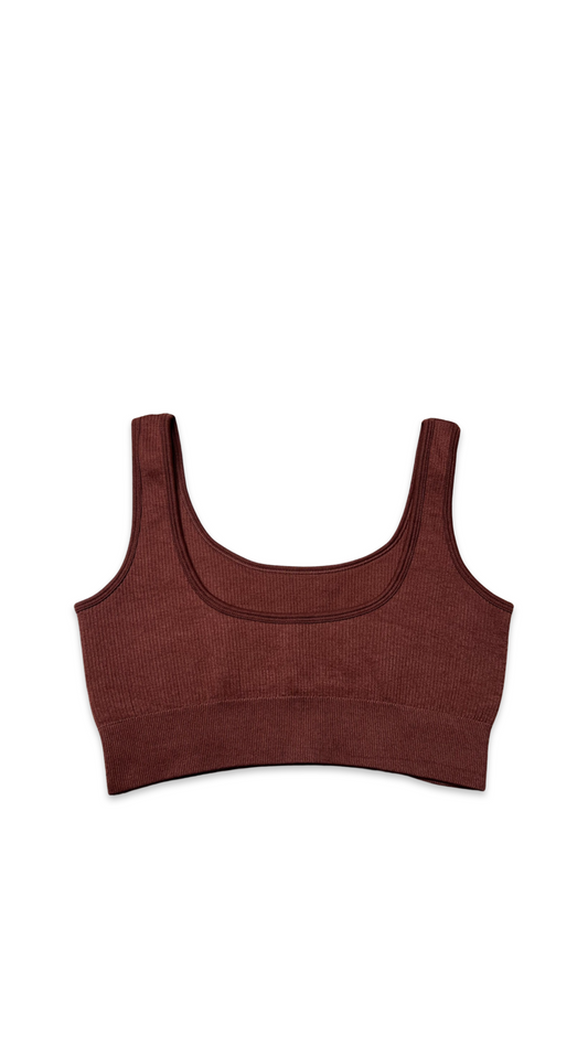 (Szn1) coco Brown ribbed push-up bra.