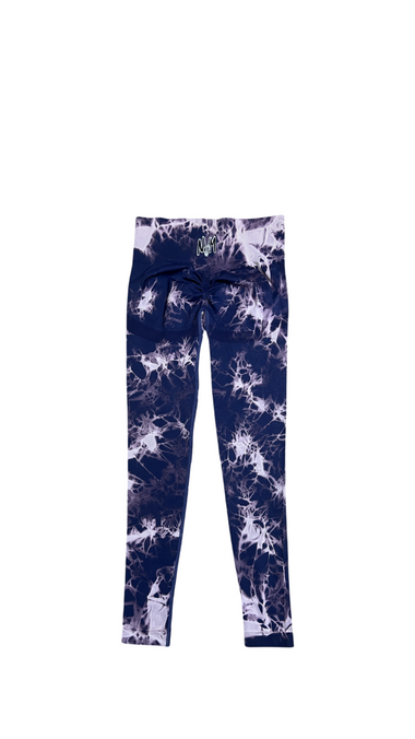 (Szn2) Navy blue and white tie dye leggings.